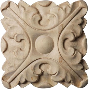 1/2 in. x 2-3/4 in. x 2-3/4 in. Unfinished Wood Maple Acanthus Rosette