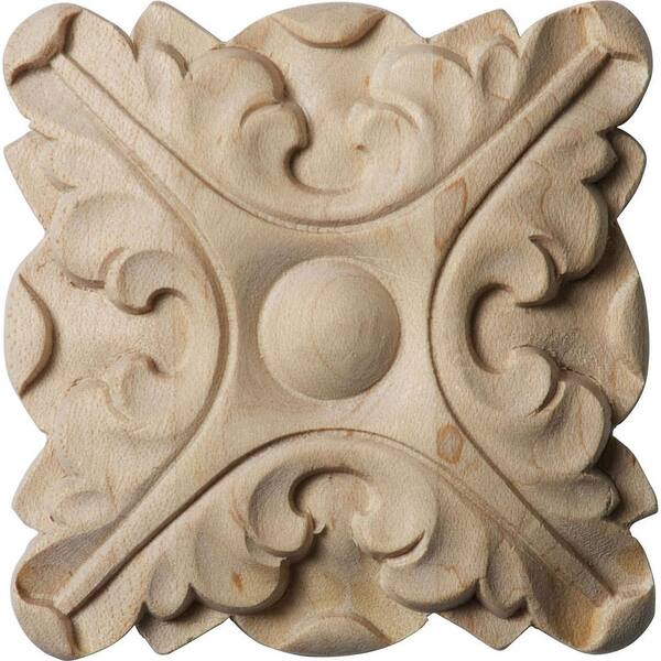 Ekena Millwork 1/2 in. x 2-3/4 in. x 2-3/4 in. Unfinished Wood Maple Acanthus Rosette