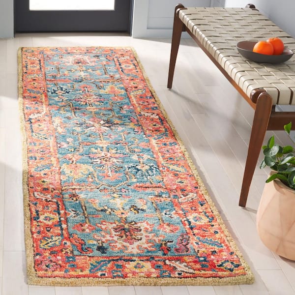 Blossom 2 ft. x 11 ft. Blue/Rust Persian Runner Rug