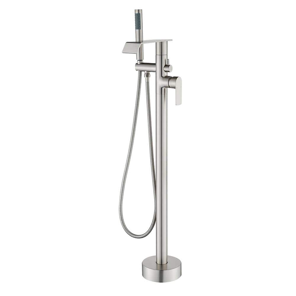 Single-Handle Claw Foot Freestanding Tub Faucet with Hand Shower in. Brushe