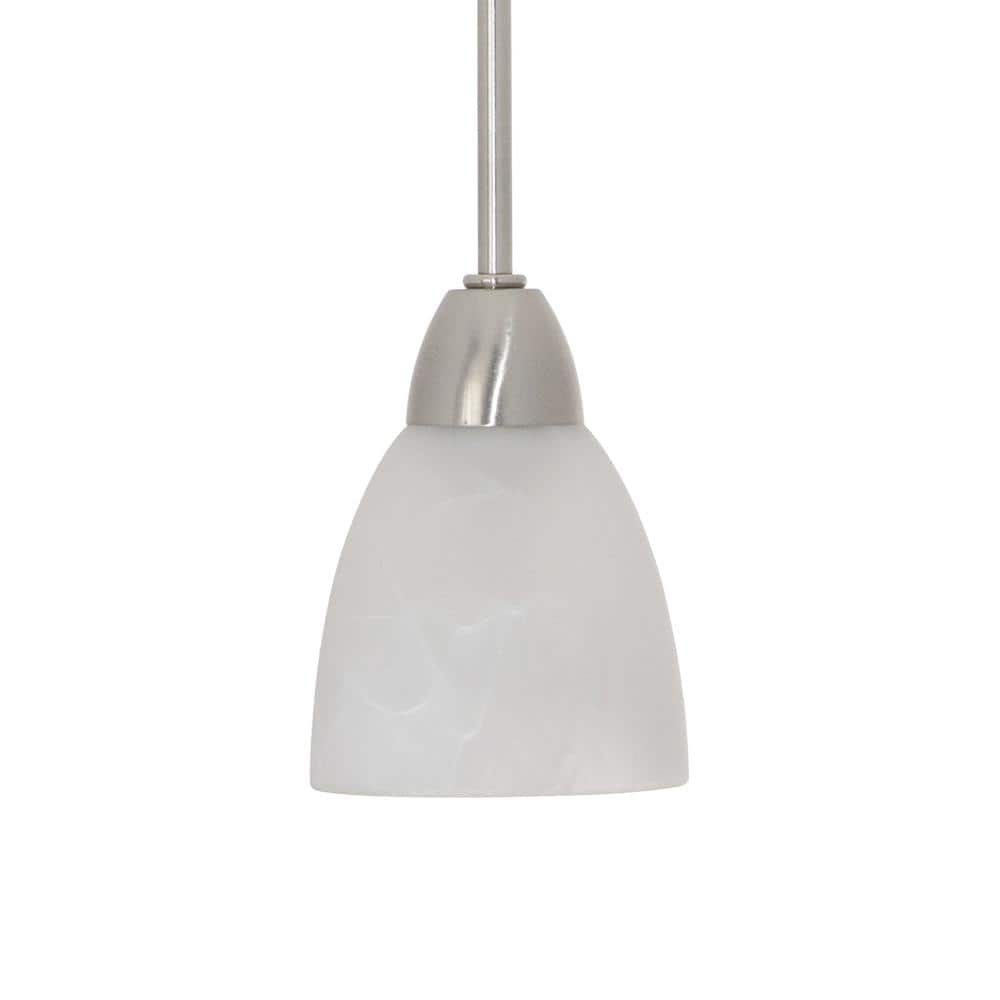 Brushed Nickel Mini Pendant Light with Alabaster Glass Shade