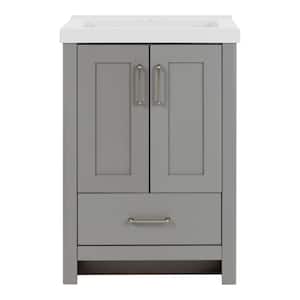 Westcourt 25 in. W x 22 in. D x 37 in. H Single Sink  Bath Vanity in Sterling Gray with White Cultured Marble Top