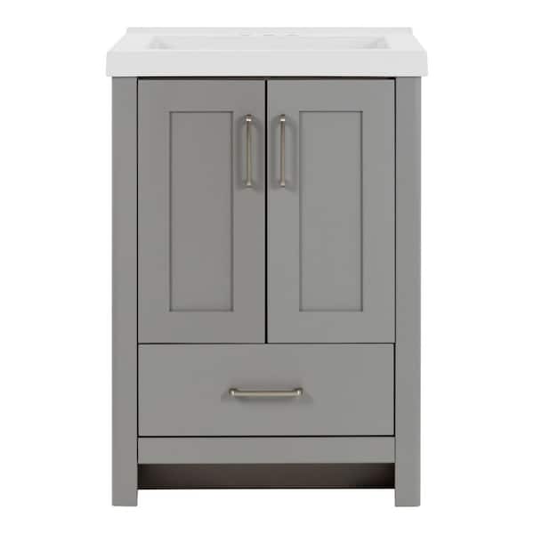 Home Decorators Collection Westcourt 25 in. W x 22 in. D x 37 in. H Single Sink  Bath Vanity in Sterling Gray with White Cultured Marble Top