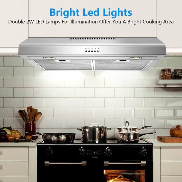 Range Hood 36 Inch Under Cabinet, 600 CFM Ducted/Ductless Vent Hood For