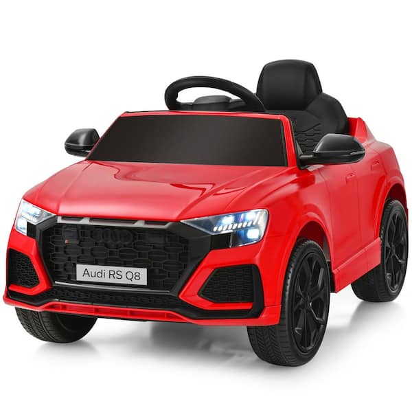 Costway 9.1 in. Kids Car 12-Volt Licensed Audi RS Q8 with Remote Control Lights Music Red