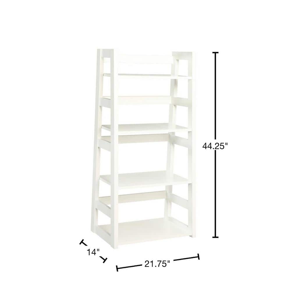 White 4-Tier Modern Trestle Bookcase with Open Shelves