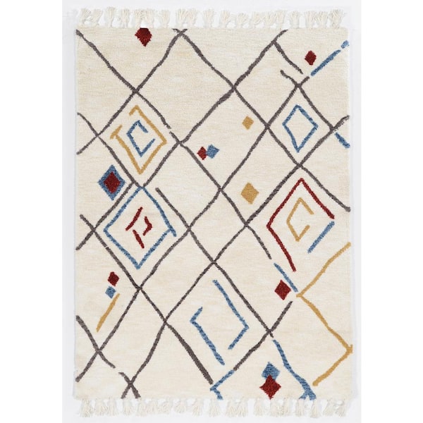 Linon Home Decor Tangier Mansur Ivory Multi 5 ft. x 7 ft. Area Rug