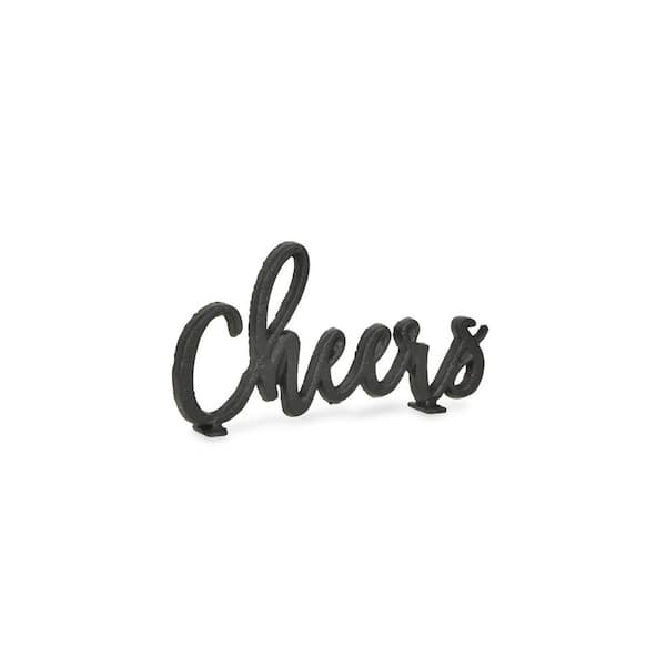 HomeRoots 4 in. Black Metal Cheers Hand Painted Specialty Sculpture