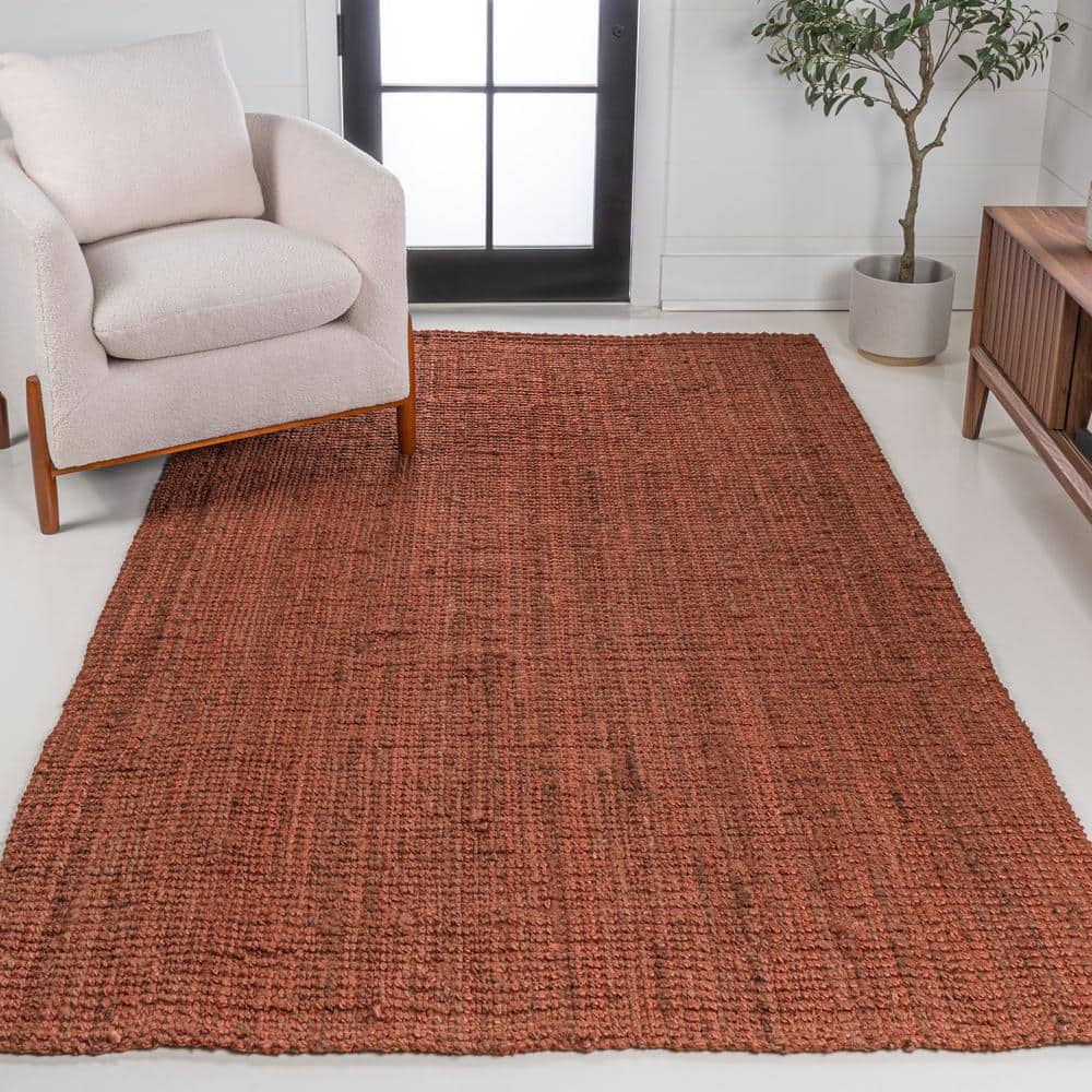 Handwoven Chunky Jute Terracotta Rectangular 3 x 5 Area Rug
