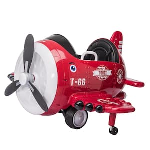 12-Volt Kids Electric Ride On Car Toy Airplane Vehicle with Remote Control in Red