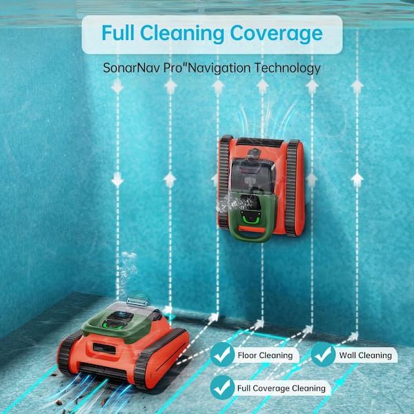 Robotic Pool Vacuum, Cordless Pool Vacuum Robot for Above Ground and Inground Pools Wall Floor Waterline Cleaning