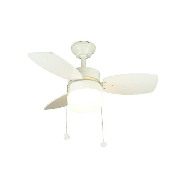 Hampton Bay Triplicity 30 in. Indoor White Ceiling Fan with Light