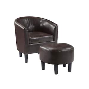 Take a Seat Churchill Espresso Faux Leather Accent Chair with Ottoman