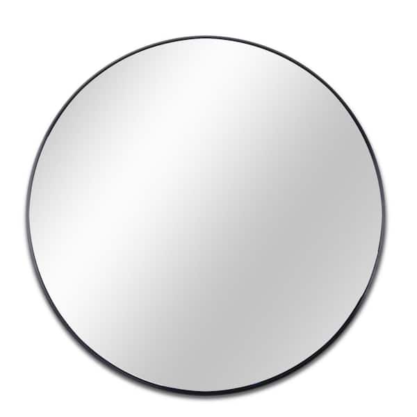32 in. W x 32 in. H Round Framed Wall Mounted Bathroom Vanity Mirror in Black