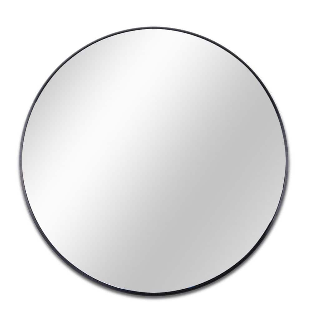 32 in. W x 32 in. H Round Framed Wall Mounted Bathroom Vanity Mirror in Bla