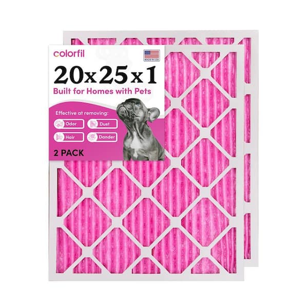 COLORFIL 20 in. x 25 in. x 1 in. Odor Removal and Color Changing Pleated Furnace Air Filter, MERV 8 (2-Pack)