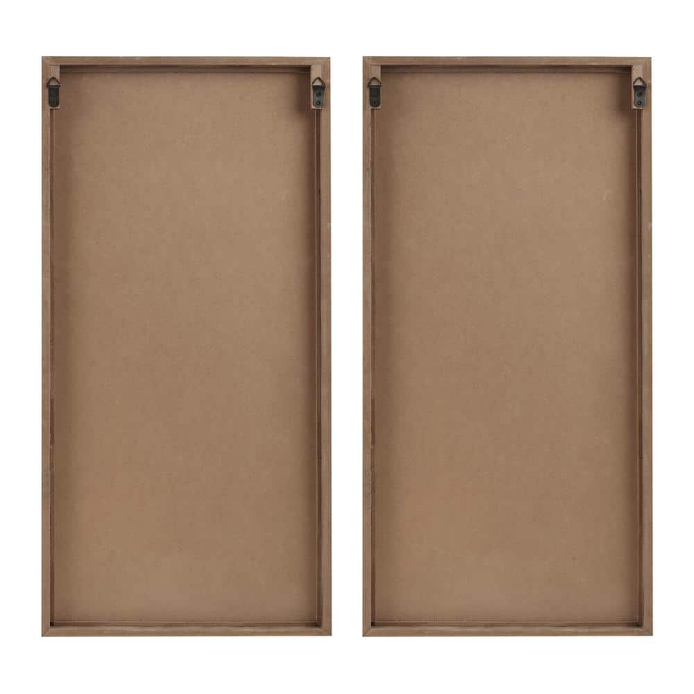 Dark Brown MDF Botanical Carved Wall Panel Set, 2-Piece