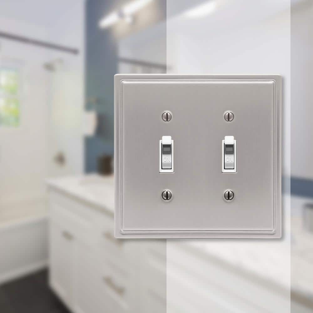 Brushed Nickel Double Toggle Steel Wall Plate