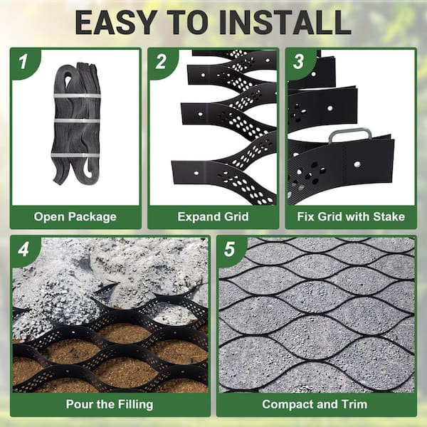 9x17 Ft HDPE Ground Grid Geogrid-2 in. Depth Gravel Stabilizer for