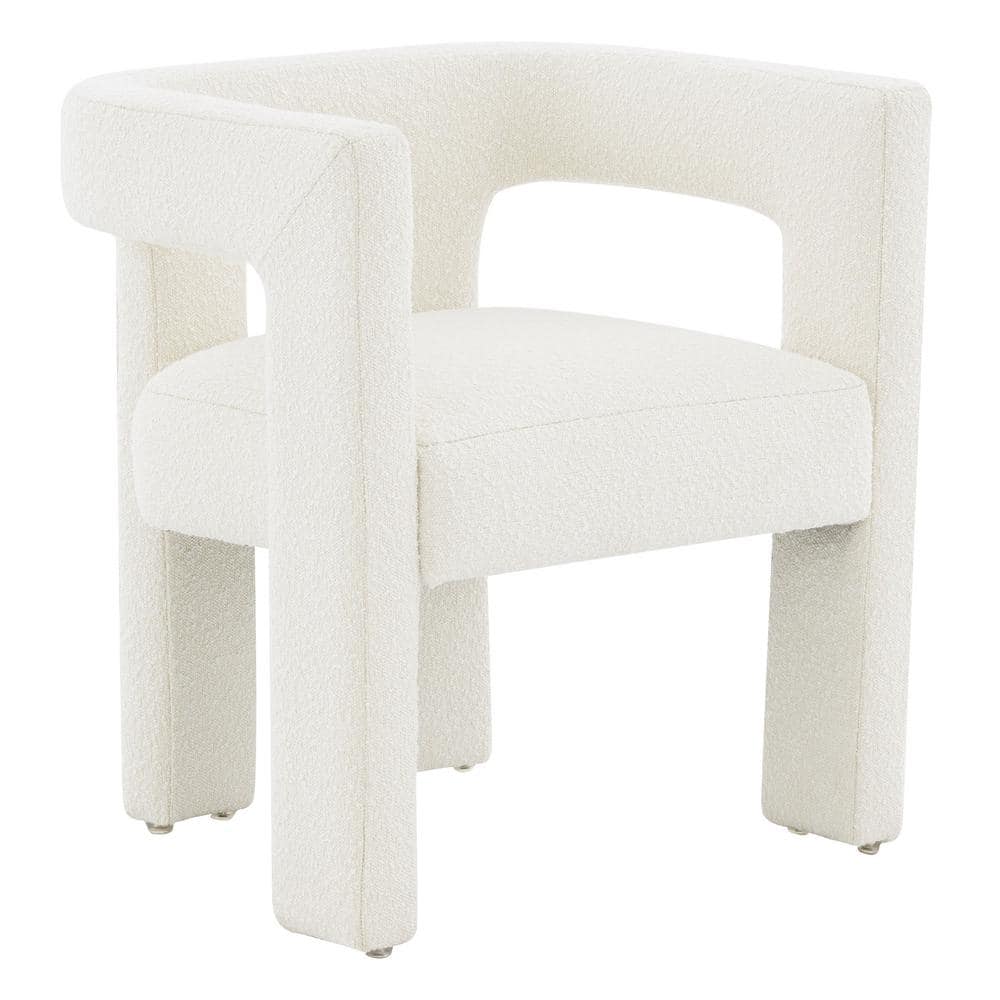 Deandre Ivory Velvet Boucle Upholstered Dining Chair