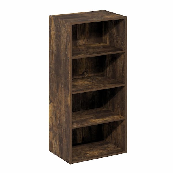 Furinno Basic 35.04 in. Tall Amber Pine Wood 4-Shelf Open Shelf