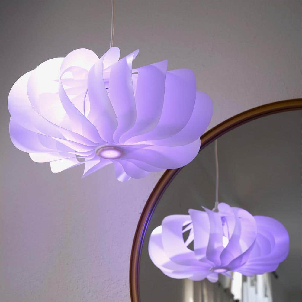 White Plastic LED Smart Pendant Light with Rope Accents