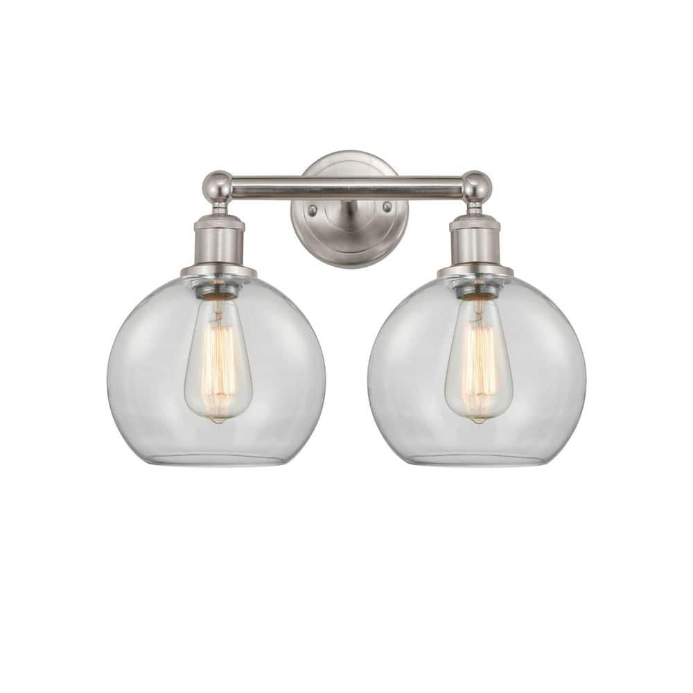 Athens 17 in. 2-Light Satin Nickel Vanity Light with Glass Shade price history on PriceWatchPro