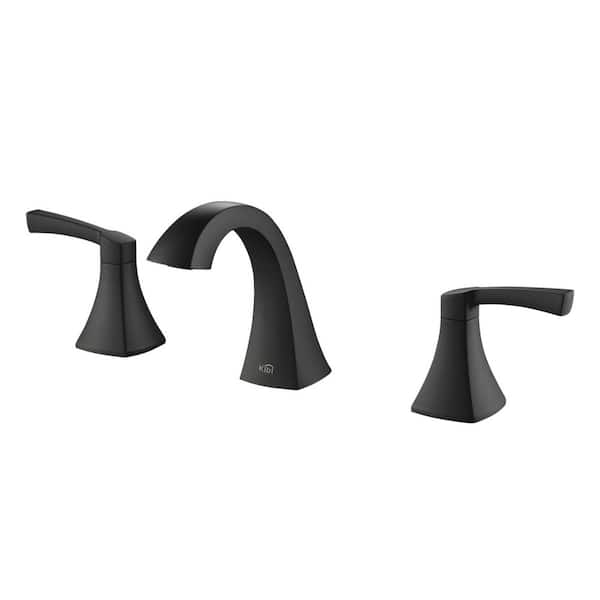 KIBI 8 in. Widespread 2-Handle Bathroom Sink Faucet with Supply Lines and Adjustable Flow Rate in Matte Black (1-Pack)