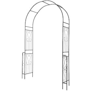 95 in.x 66 in. Metal Garden Arch Trellis Backdrop Stand with Fence for Climbing Plants