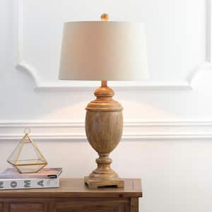 Kennedy 30.5 in. H Brown Faux Wood Resin Table Lamp