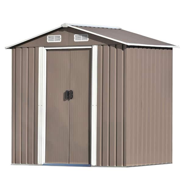 myhomore Patio 6 ft. x 4 ft. Tools Metal Storage Shed with Lockable Double Door 24 sq. ft.