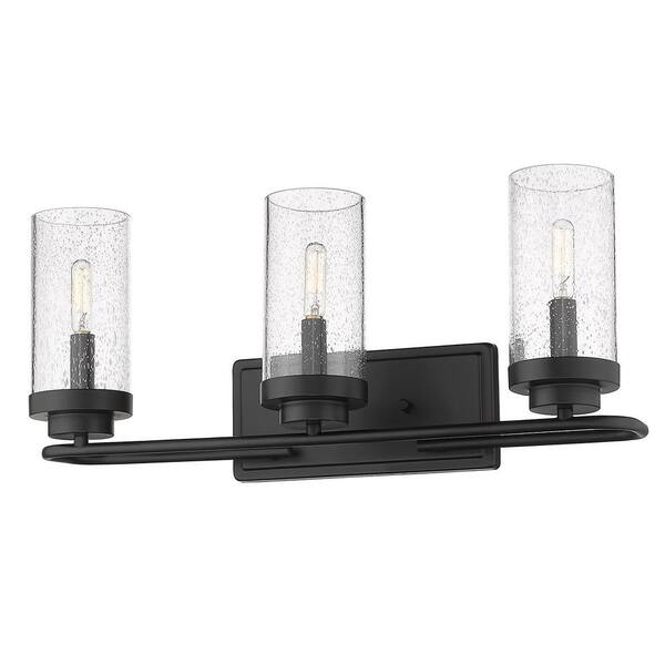 Golden Lighting Holden 4.5 in. 3-Light Black Bath Vanity Light 2380-BA3 ...