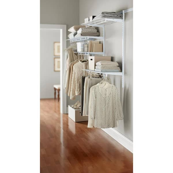 Rubbermaid 3-6ft Steel Expandable Closet Kit Organization Storage Solution,  White