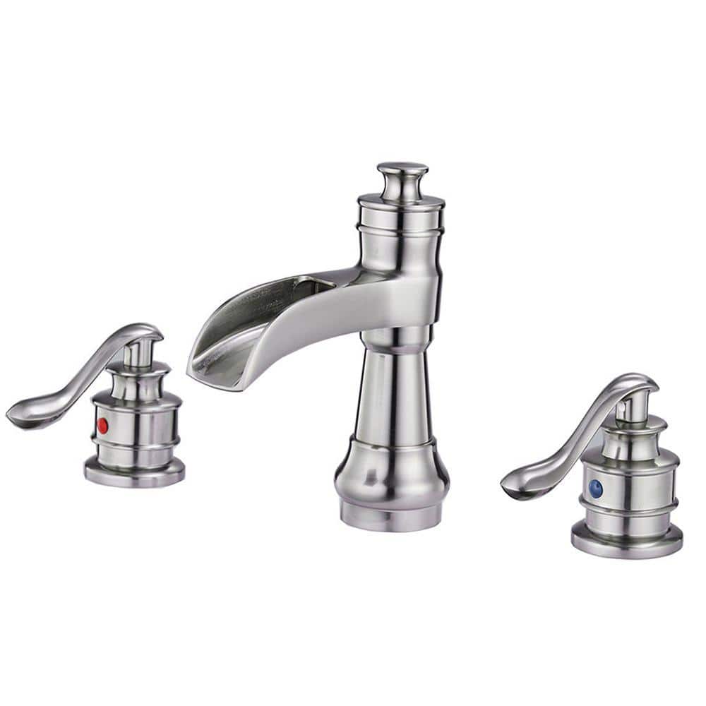 8 in. Widespread Double Handle 3 Holes Bathroom Sink Faucet in Brushed Nick