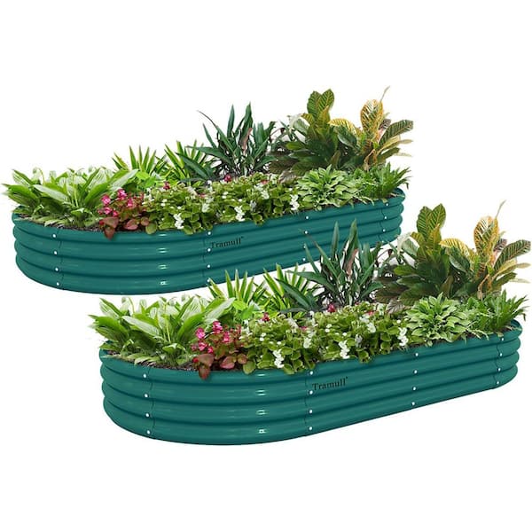 6 x 3 x 1 ft. Galvanized Steel Oval Outdoor Raised Garden Beds Anti-Rust Metal Planter Box for Garden (2-Pack)