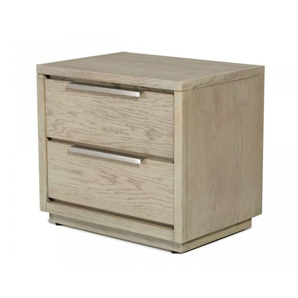 Benjara Gray 2-Drawer 17 in. Wooden Nightstand