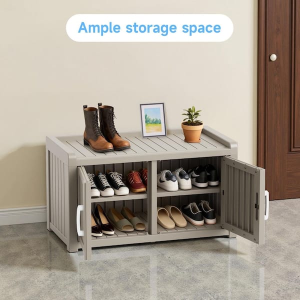 32 in. W x 17 in. D x 18 in. H Grey Resin Outdoor Storage Cabinet