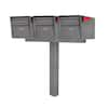 Mail Manager X3 Locking Mailbox Combo Kit with In-Ground Post, Granite, 3-Compartment High Security Cluster