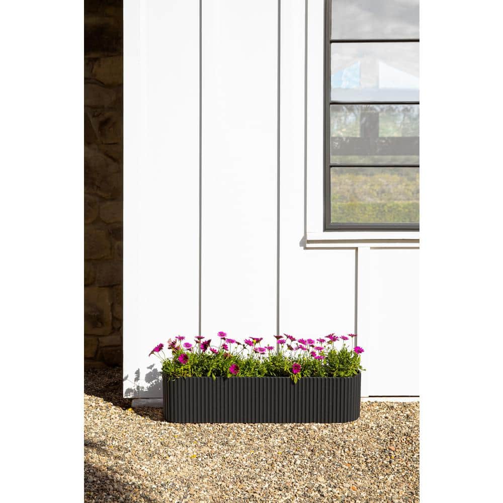 Black 36-inch Plastic-Stone Composite Outdoor Window Box Planter