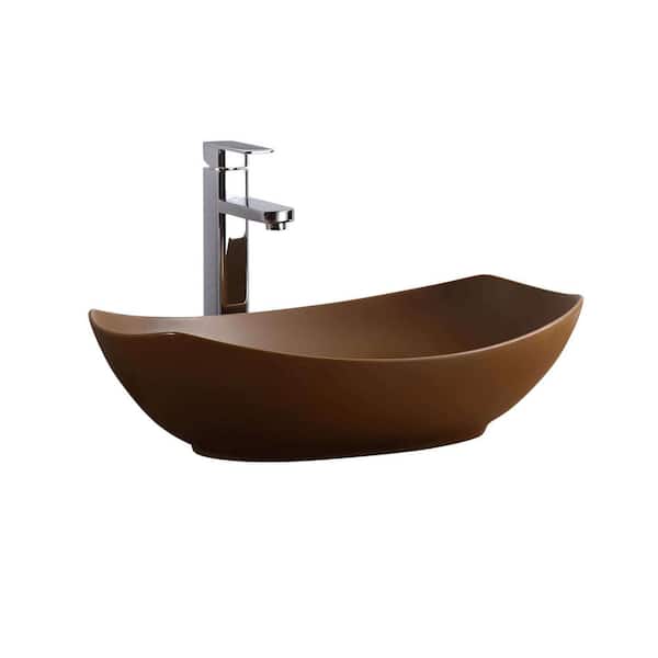 FINE FIXTURES 22" in x 16" in Oval Bathroom Sink in Rust Brown Vitreous China