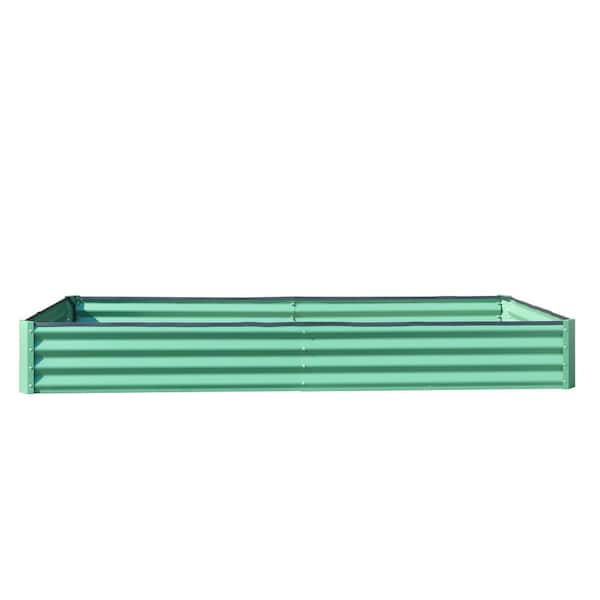 8 ft. x 4 ft. x 1 ft. Green Galvanized Steel Rectangular Outdoor Raised Garden Bed