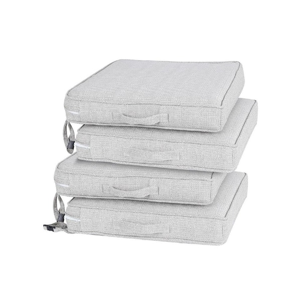 19 in. x 19 in. beige Rectangular Outdoor Waterproof Replacement Patio Seat Cushion 4-Piece