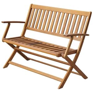 47.2 in. W 2-Person Brown Wood Folding Garden Outdoor Bench