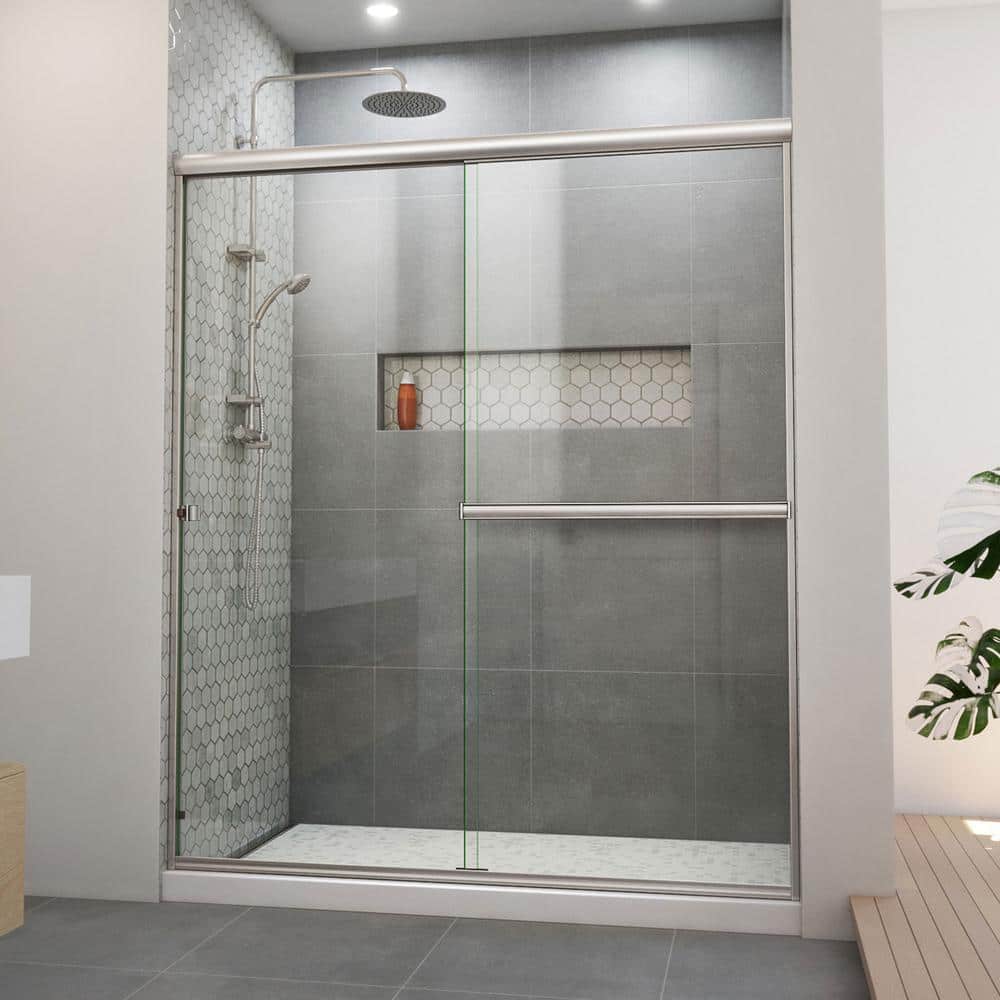 Alliance Pro 60" Brushed Nickel Semi-Frameless Sliding Shower Door