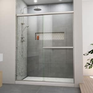 Alliance Pro BG 60 in. W x 70.375 in. H Sliding Semi Frameless Shower Door in Brushed Nickel with Clear Glass