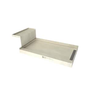 Base'N Bench 48 in. x 60 in. Single Threshold Shower Base and Bench Kit with Right Drain and Tileable Trench Grate