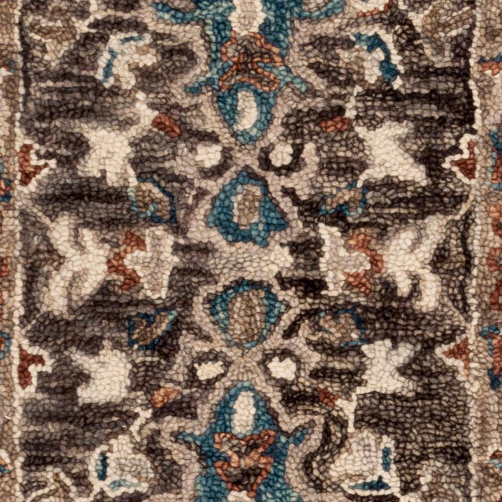 Aspen Blue and Charcoal Wool Floral Runner Rug