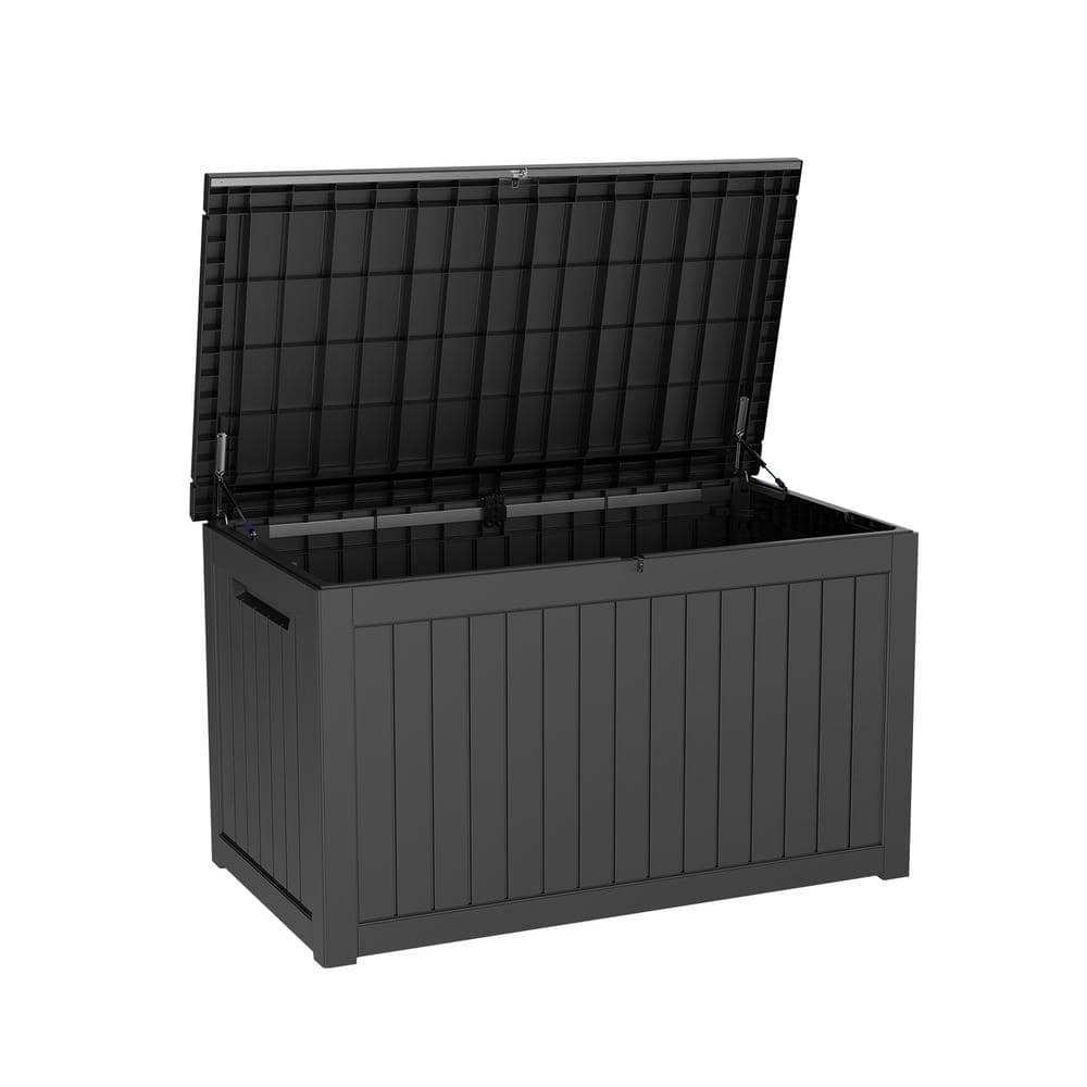 Black 230 Gallon Lockable Resin Deck Storage Box