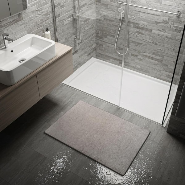 Silky Gray 2 ft. x 3 ft. Solid Plus Thick Pile Non Slip Easy Clean Non Shedding Modern Door Mat Indoor Area Rug