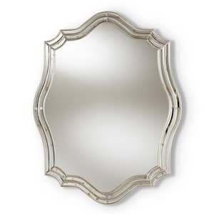 Medium Oval Antique Silver Art Deco Mirror (38 in. H x 29 in. W)